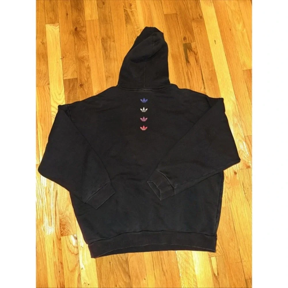 Adidas Mens Hoodie Size Large Originals Multi Logo Black Space Tech‎ Embroidered